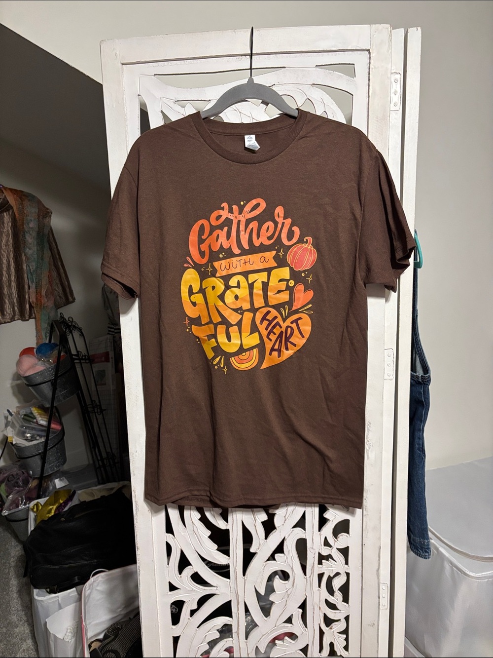 Gather With a Grateful Heart Brown Graphic Tee